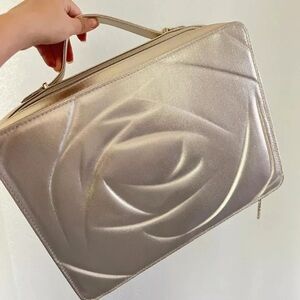 Lancôme Brushed Gold Metallic Makeup Case Bag Large